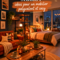 Aménagement de studio avec des meubles polyvalents et cosy.