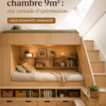 Chambre optimisée de 9m2 avec décoration moderne et fonctionnelle.