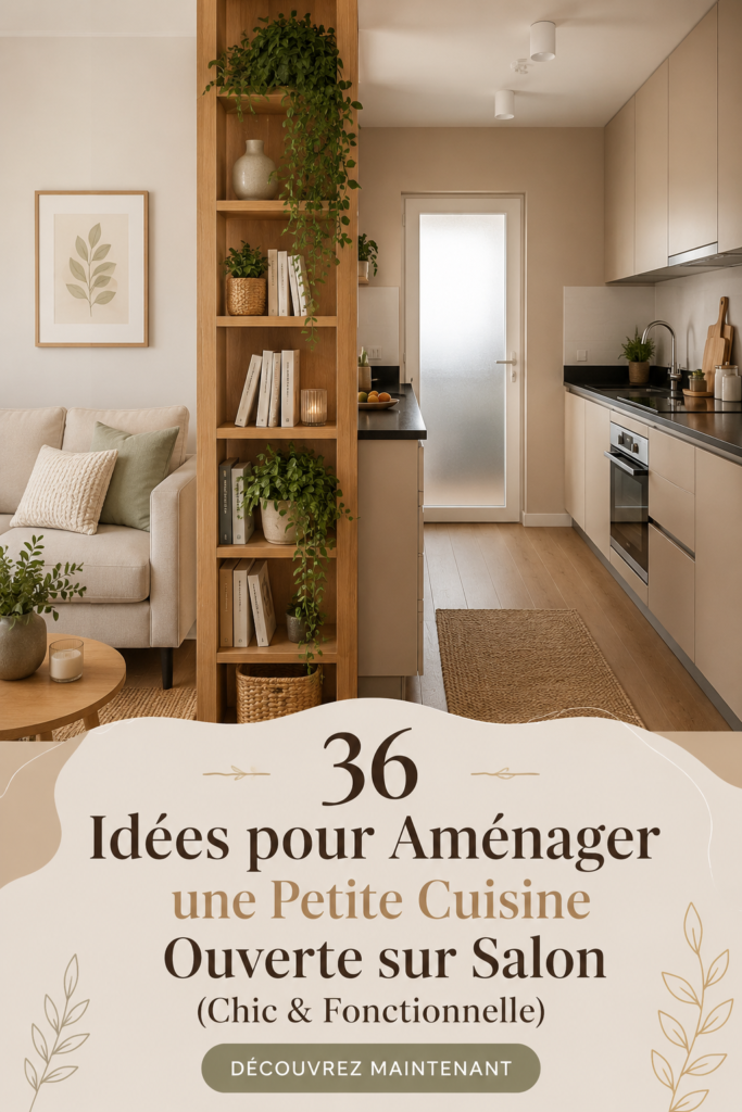 Cuisine ouverte moderne et chic, bien agencée avec espace salon intégré