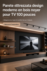 Un salon moderne avec une élégante bibliothèque en noyer