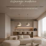 Décor monochrome doux et moderne dans un salon minimaliste