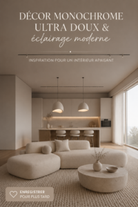Décor monochrome doux et moderne dans un salon minimaliste