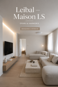 Maison moderne inspirée par le design House LS avec des lignes épurées et des couleurs neutres.