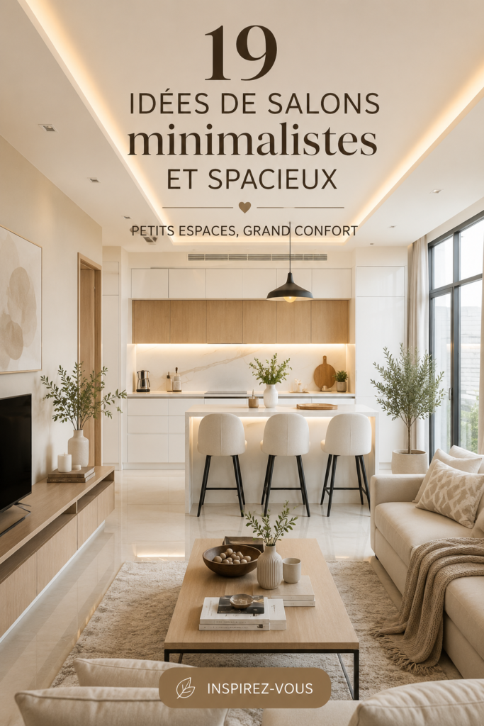 Salon minimaliste avec des meubles réduits pour un espace ouvert