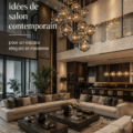 Un salon moderne avec des meubles design et une décoration contemporaine.