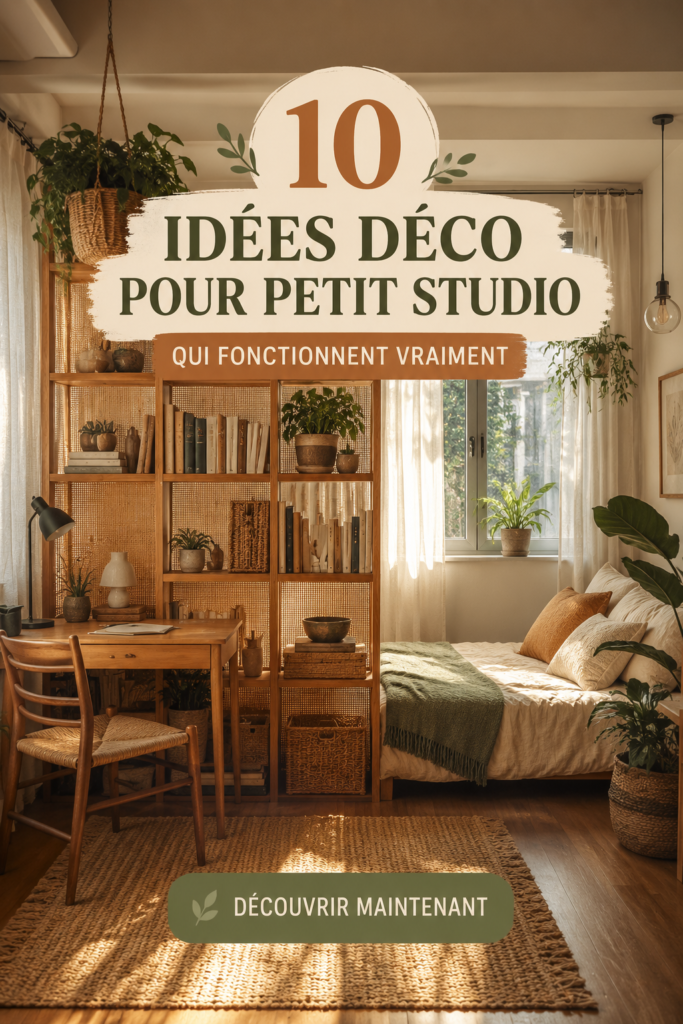 Un petit studio décoré avec des meubles pratiques et une palette de couleurs douce.