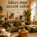 Un salon moderne avec un mur accent turquoise qui apporte de la chaleur