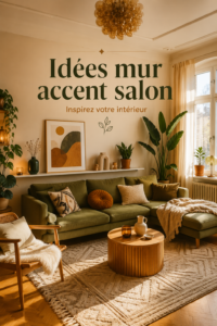 Un salon moderne avec un mur accent turquoise qui apporte de la chaleur