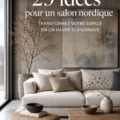Salon décoré dans un style scandinave avec des couleurs douces et des meubles en bois