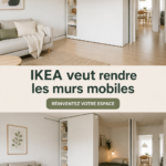 Image d'un espace de vie moderne avec des murs mobiles IKEA, montrant flexibilité et design.
