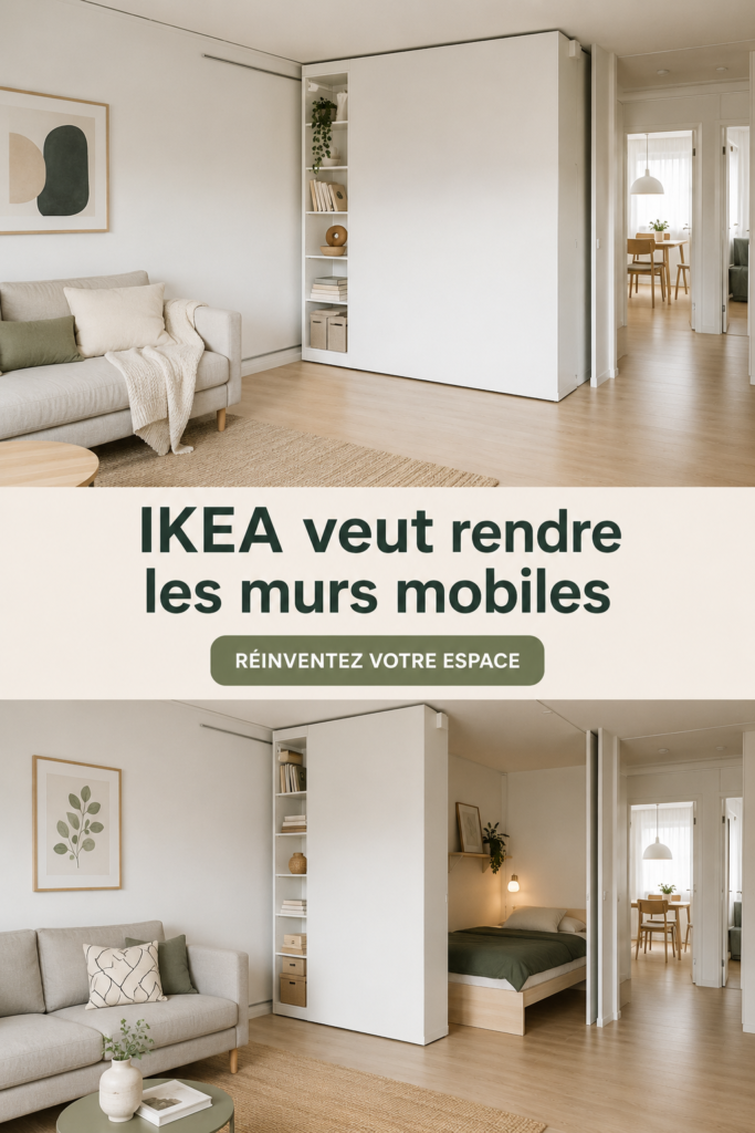 Image d'un espace de vie moderne avec des murs mobiles IKEA, montrant flexibilité et design.