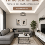 Une maison décorée dans un style scandinave avec des couleurs neutres et des meubles en bois clair.