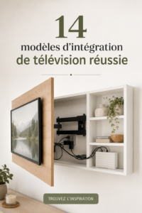 Salon moderne avec télévision intégrée de façon esthétique et fonctionnelle.