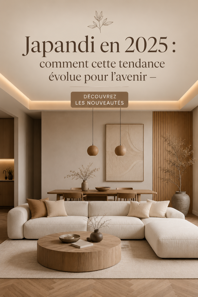 Un intérieur décoré dans le style Japandi moderne, alliant matériaux naturels et lignes épurées.