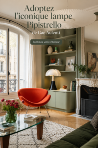 Lampe Pipistrello sur une table moderne dans un salon chic.