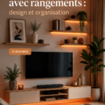 Un meuble TV moderne avec rangements intégrés, harmonisant design et fonctionnalité.