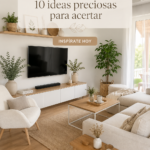 Salon élégant en blanc et bois avec décoration chaleureuse