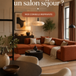 Aménagement d'un salon séjour chaleureux et moderne avec un canapé confortable et de la décoration esthétique.