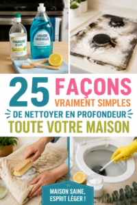 Une femme nettoyant un coin de sa maison avec un produit écologique, soulignant l'importance d'un nettoyage en profondeur.