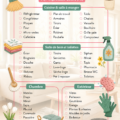 Check-list de ménage de printemps colorée et imprimable sur une table en bois
