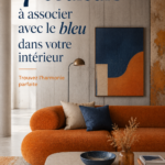 Intérieur moderne avec des teintes de bleu associées à d'autres couleurs harmonieuses.