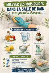 Salle de bain propre sans moisissures utilisant des méthodes naturelles