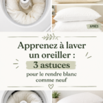 Un oreiller propre et blanc sur un lit décoré