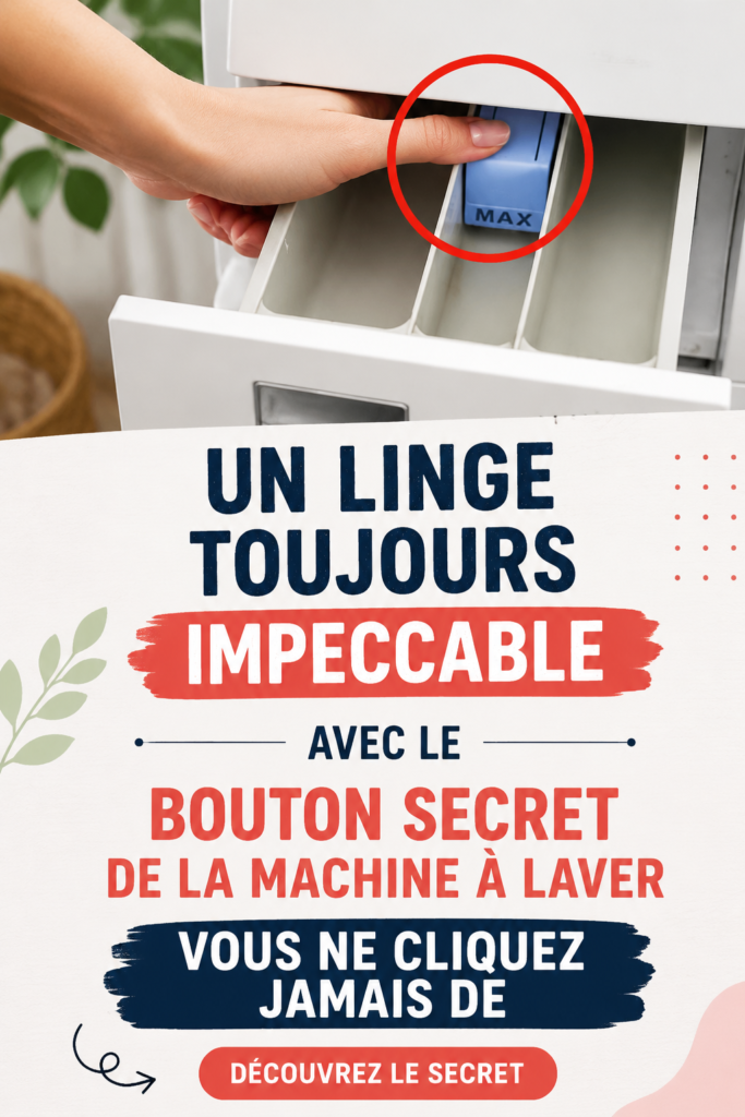 Une machine à laver blanche avec un bouton secret souligné, prêt à être utilisé pour un linge impeccable