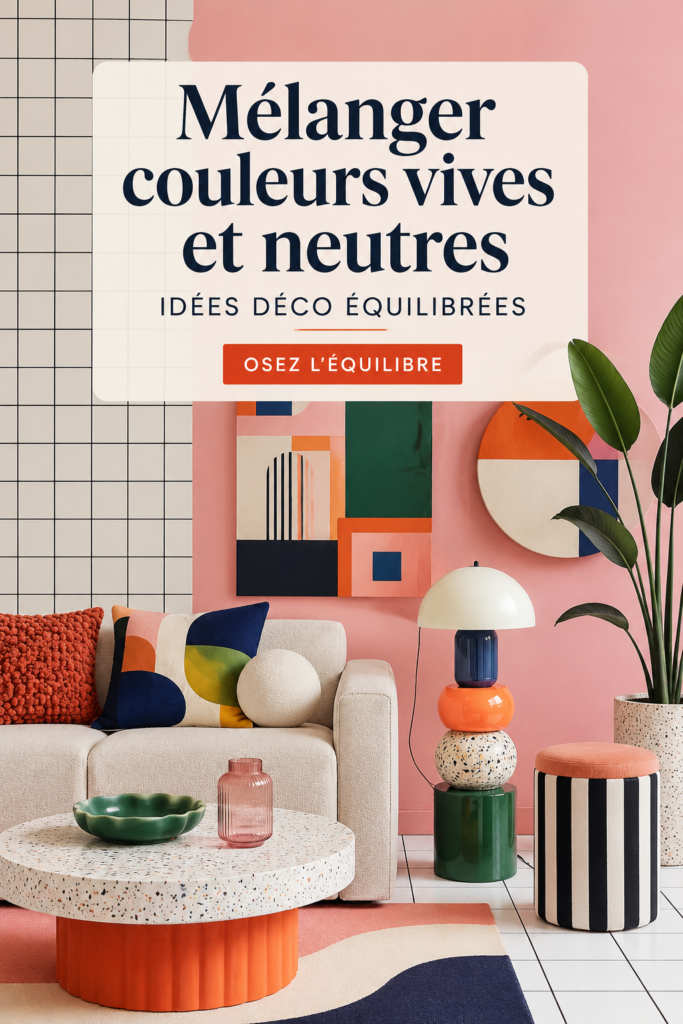 Un intérieur chaleureux mélangeant des couleurs audacieuses et des teintes neutres.