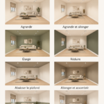 Salle à manger avec des murs peints en couleurs chaudes, illustrant la transformation d'un espace.