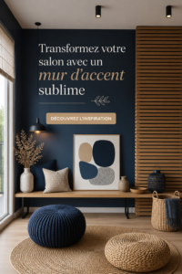 Un salon moderne avec un mur d'accent coloré qui attire l'œil.