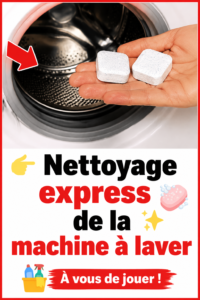 Vue de près d'une machine à laver lors d'un nettoyage avec des produits ménagers.