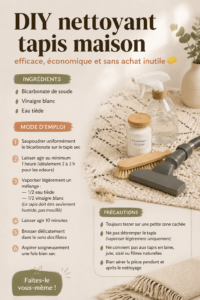 Un flacon de nettoyant pour tapis maison sur une table