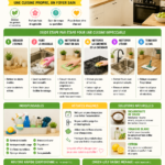 Cuisine propre et bien organisée avec des produits de nettoyage au premier plan