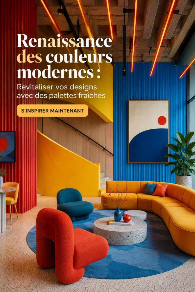 Intérieur moderne avec une belle palette de couleurs vives et accueillantes.