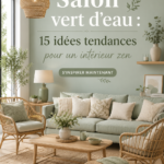Salon moderne décoré en vert d'eau, favorisant une ambiance zen.