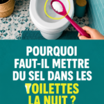 Un bol de toilettes propre avec du sel à côté, illustrant une astuce de nettoyage.
