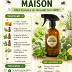 Spray anti-mouches fait maison sur une table en bois
