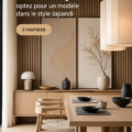 Table Japandi en bois clair dans un intérieur moderne
