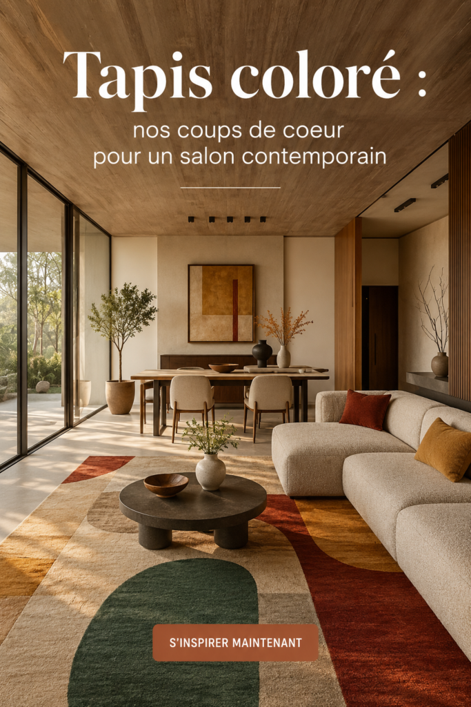 Tapis coloré moderne dans un salon contemporain chaleureux