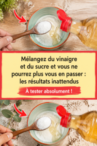 Photo d'un mélange de vinaigre et de sucre dans un bol sur une table de cuisine.