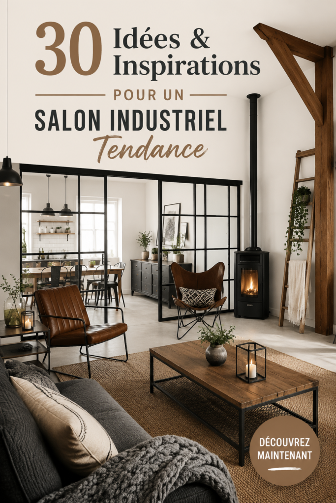 Un salon moderne avec un style industriel, alliant métal et bois