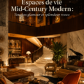 Salon élégant aménagé dans un style Mid-Century avec des touches rococo