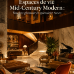 Salon élégant aménagé dans un style Mid-Century avec des touches rococo