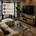 Un petit salon aménagé de manière chaleureuse avec des meubles fonctionnels