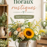 Arrangement floral rustique avec des fleurs des champs