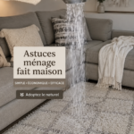Un décor de maison propre avec des produits de nettoyage naturels en arrière-plan.