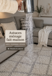 Un décor de maison propre avec des produits de nettoyage naturels en arrière-plan.