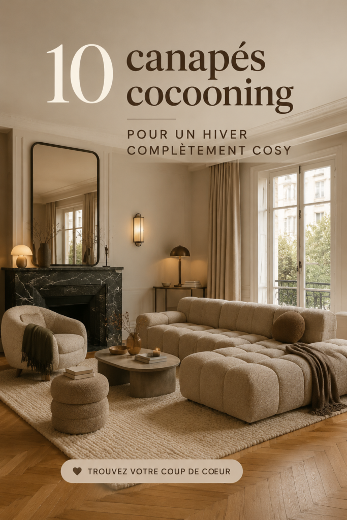 Canapés cocooning installés dans un salon chaleureux pour l'hiver