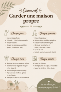 Une maison propre et bien rangée, reflet d'une ambiance accueillante et chaleureuse.